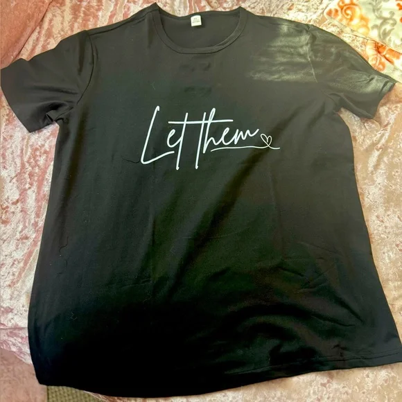 2/$15🔥🌞Black Graphic T-Shirt with White 'Let Them' Print - Picture 4 of 7